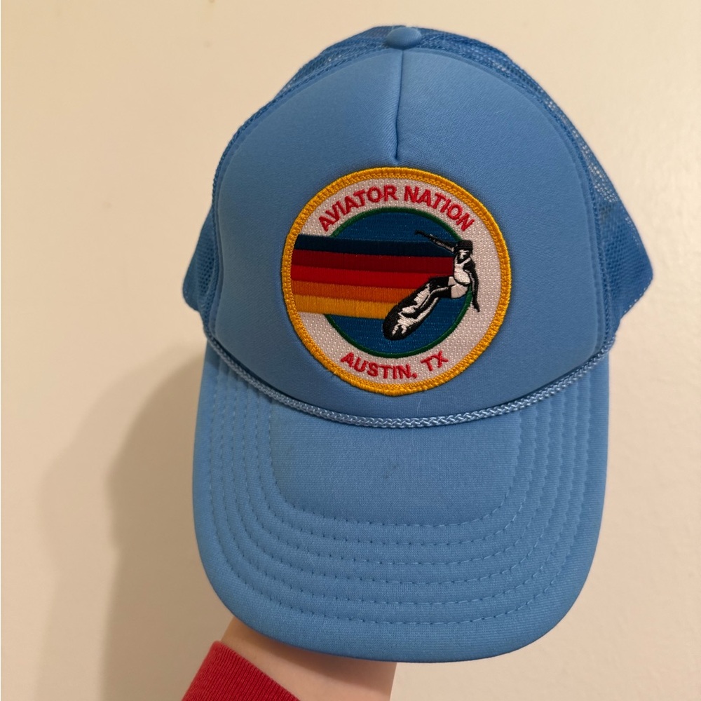 Aviator Nation Light Blue Cap with Rainbow Patch
